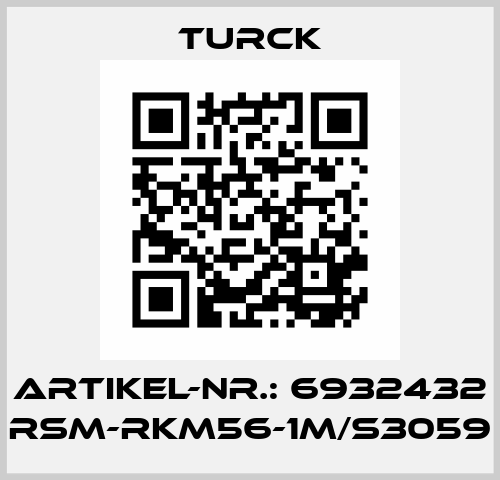 ARTIKEL-NR.: 6932432 RSM-RKM56-1M/S3059 Turck