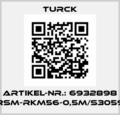 ARTIKEL-NR.: 6932898 RSM-RKM56-0,5M/S3059 Turck